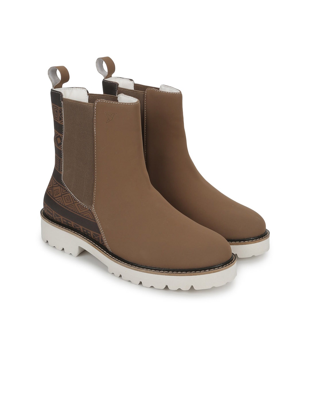 

yoho Women Mid Top Digital Printed Chelsea Boots, Brown