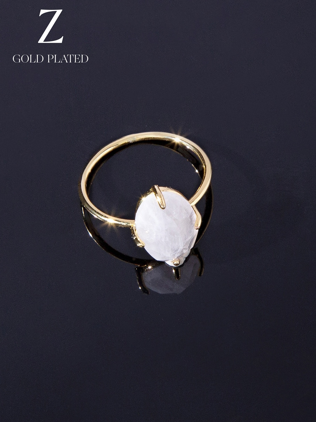 

Accessorize London 14K Gold-Plated Z Rose Quartz Nugget Ring Pink