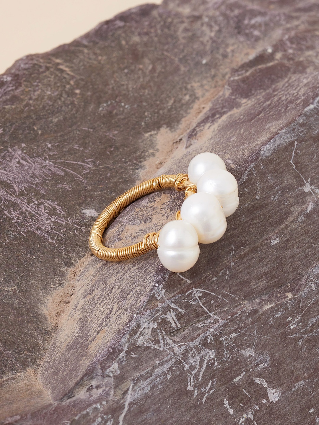

Accessorize Fresh Water Pearl Finger Ring, Gold