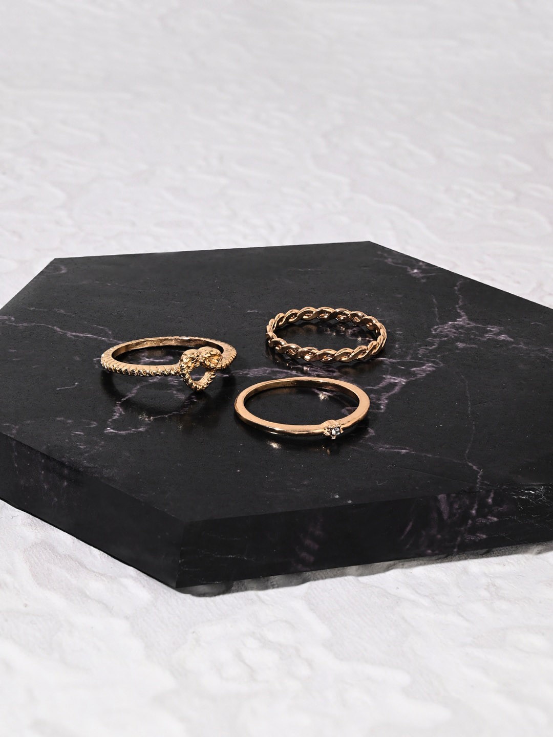 

Accessorize London Women Set Of 3 Heart Knot Finger Rings, Gold
