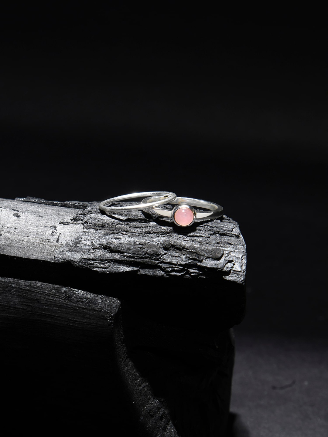 

Accessorize London Set Of 2 Women 925 Recycled Sterling Silver Rose Quartz Rings