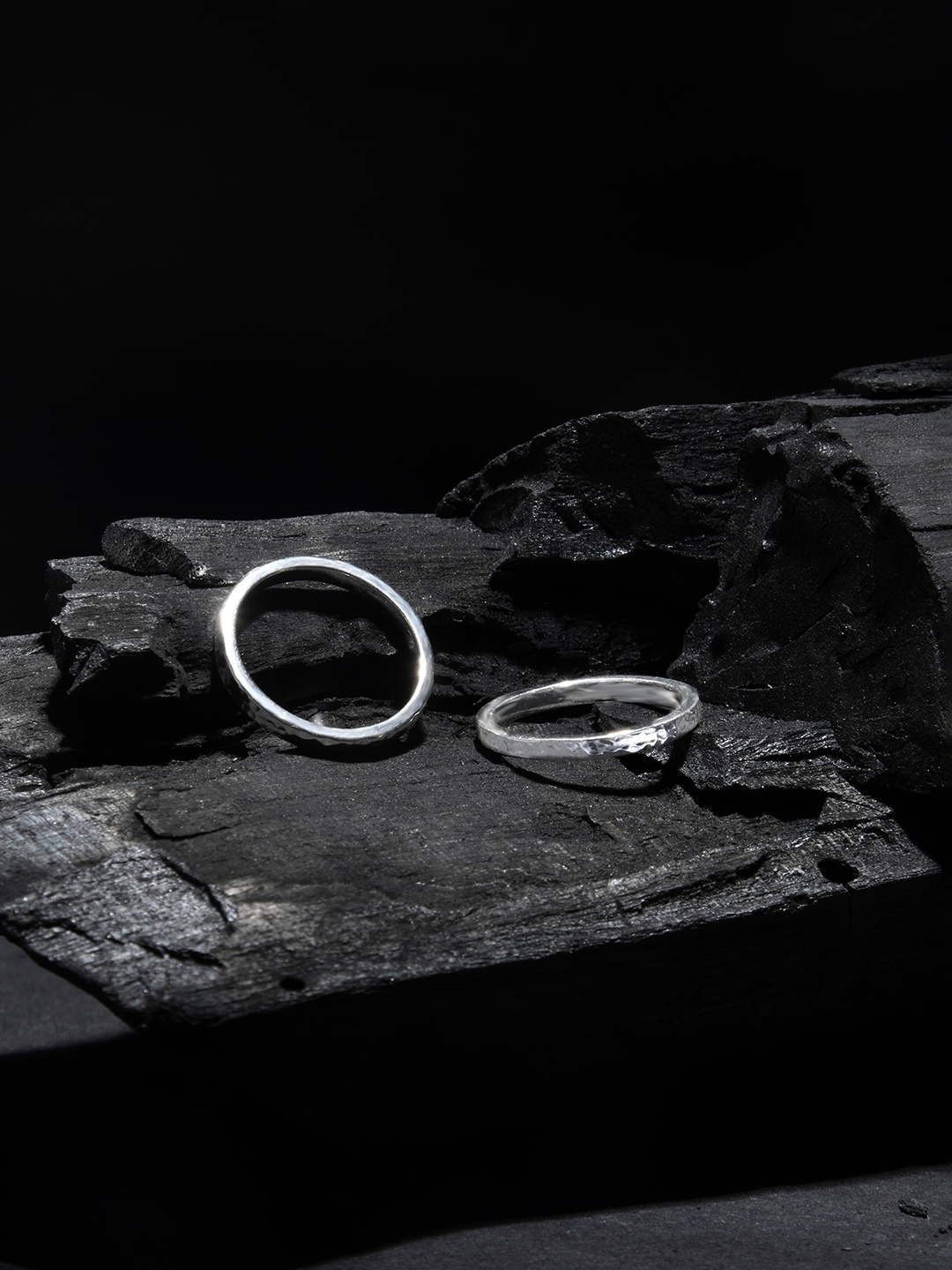

Accessorize London Set Of 2 Women 925 Sterling Silver Plated Textured Rings