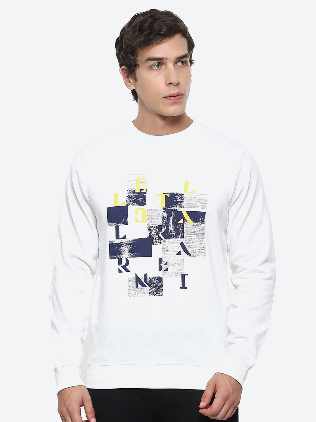

2Bme Graphic Printed Cotton Sweatshirt, White