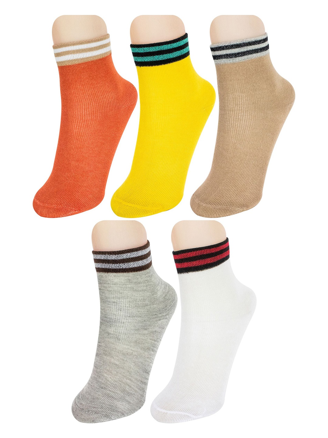 

BAESD Kids Pack Of 5 Cotton Ankle-Length Socks, Grey