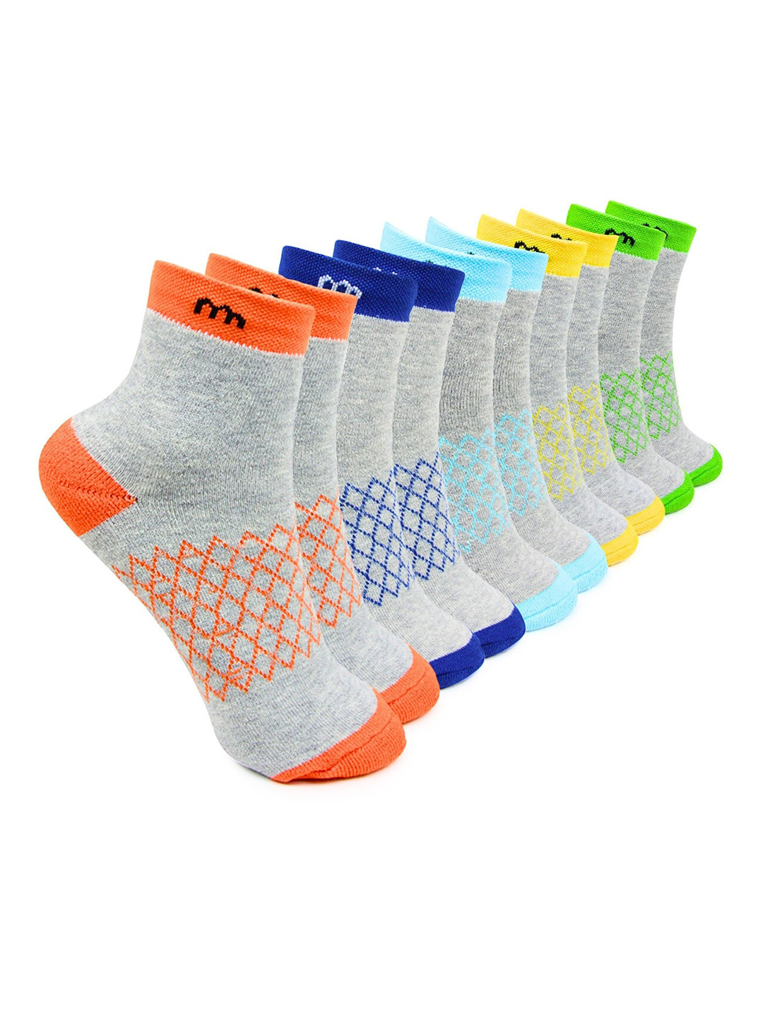 

BAESD Kids Pack Of 5 Patterned Cotton Ankle-Length Socks, Orange