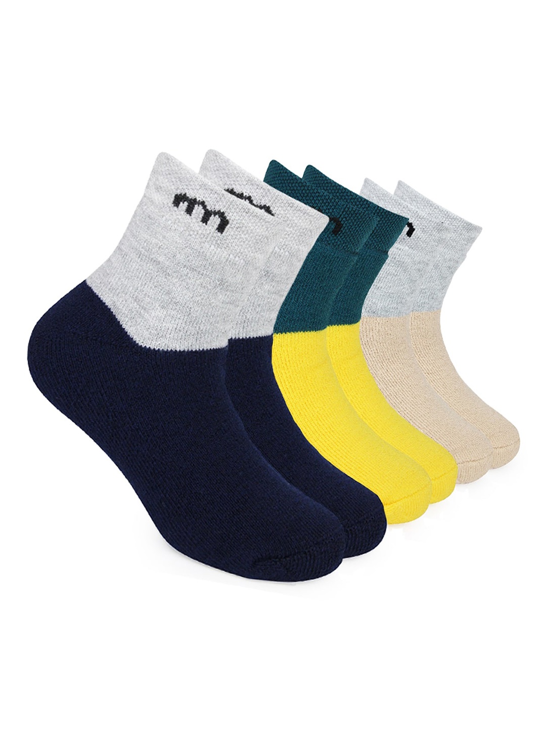 

BAESD Kids Pack Of 3 Colourblocked Ankle Length Socks, Yellow