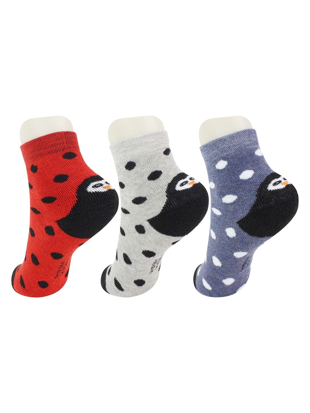 

BAESD Kids Pack Of 3 Patterned Cotton Ankle-Length Socks, Red