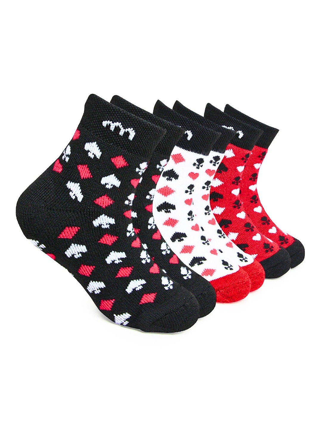 

BAESD Kids Pack Of 3 Patterned Cotton Ankle-Length Socks, Red
