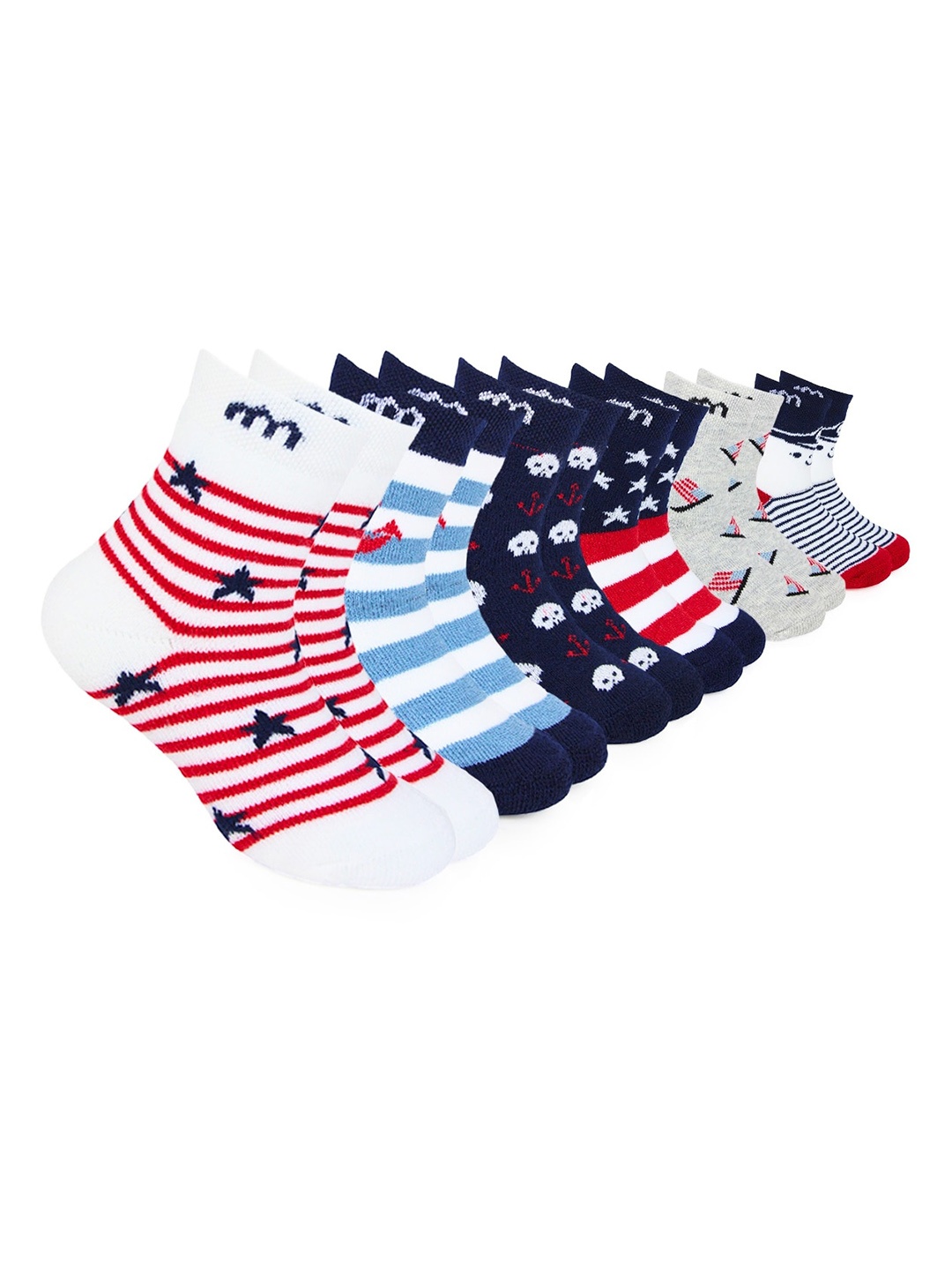 

BAESD Kids Pack Of 6 Patterned Ankle-Length Socks, Blue