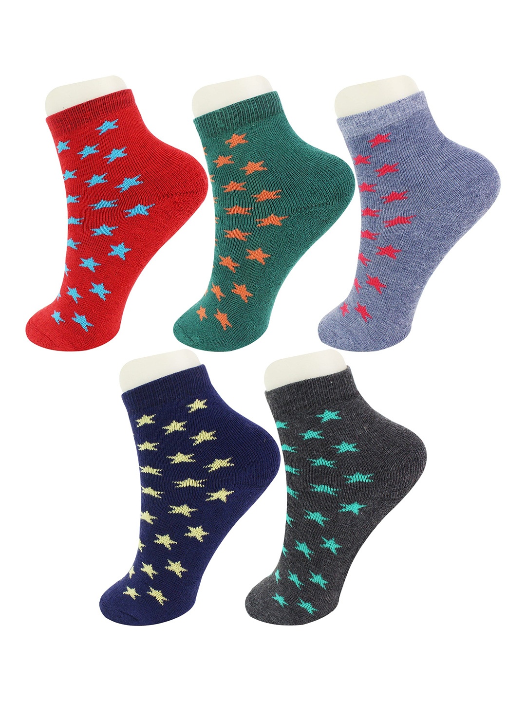 

BAESD Kids Set of 5 Ankle Length Socks, Red