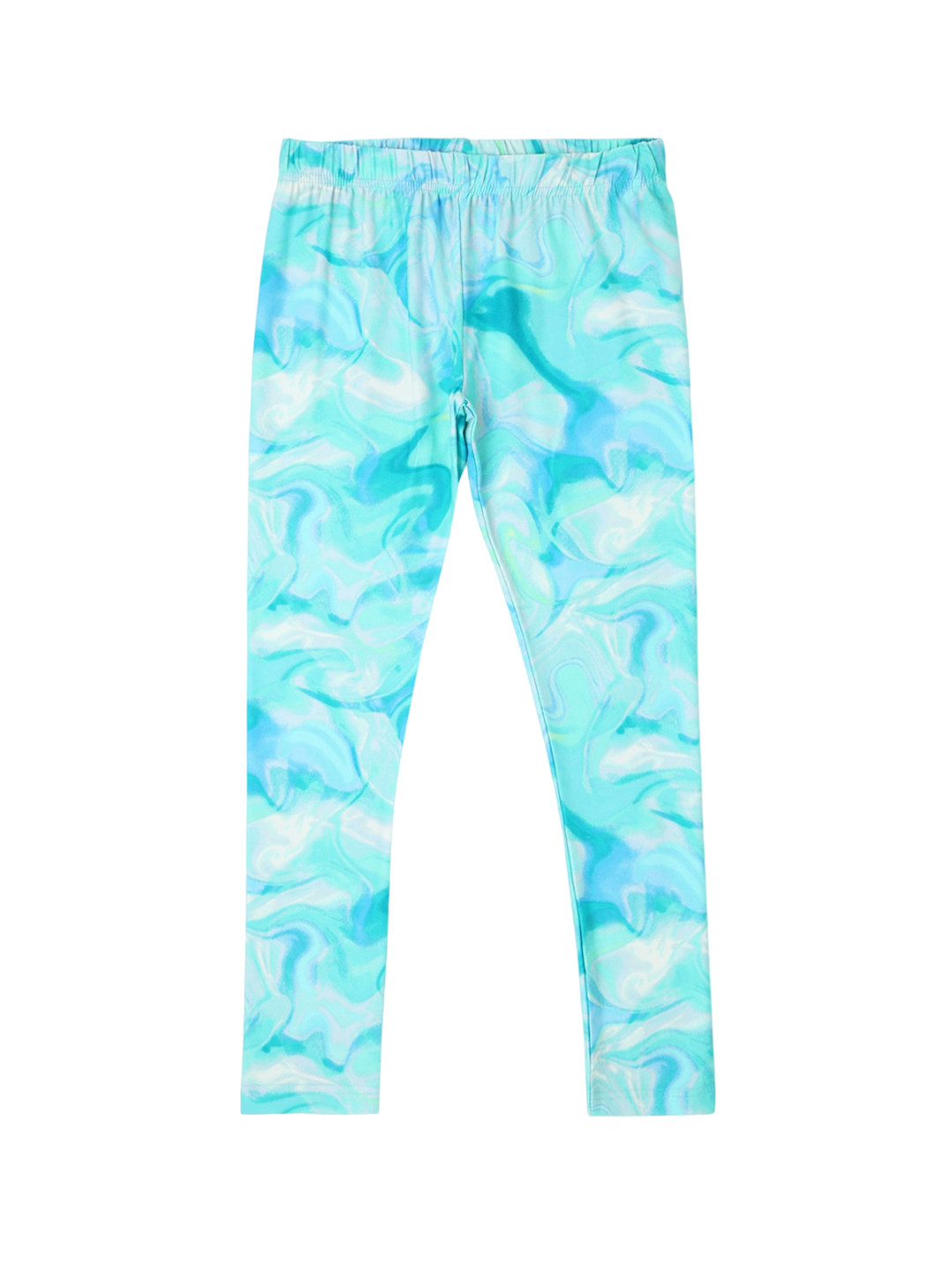 

earth conscious Girls Abstract Printed Knitted Ankle Length Leggings, Sea green
