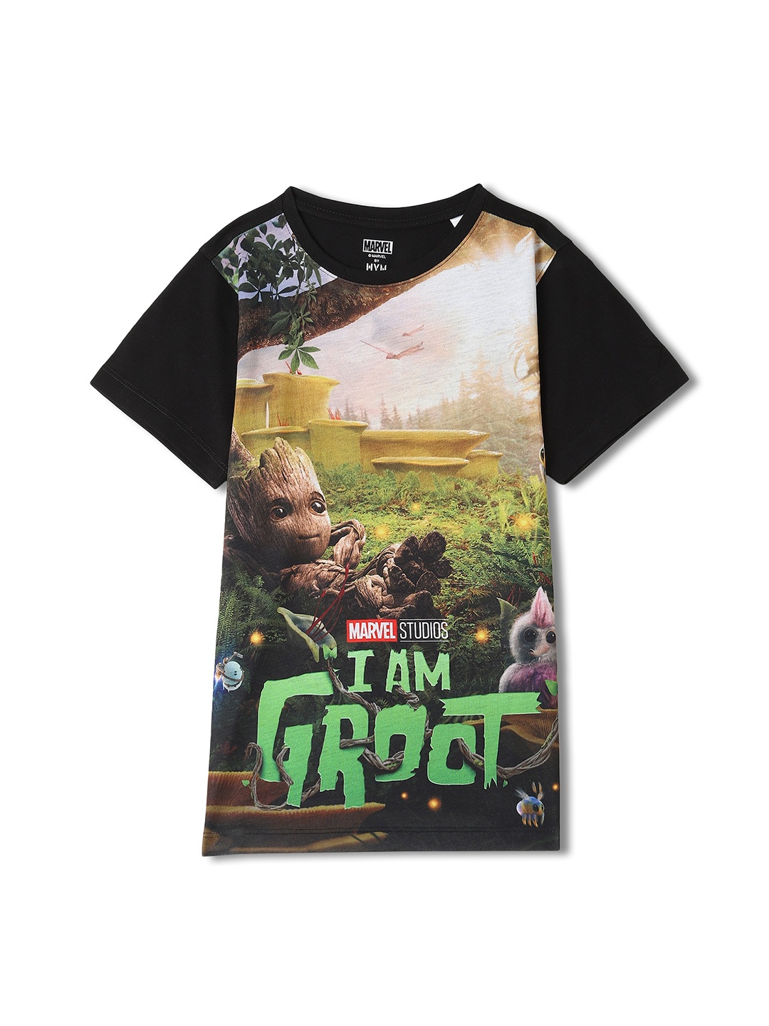

Wear Your Mind Boys Groot Printed Round Neck T-shirt, Black