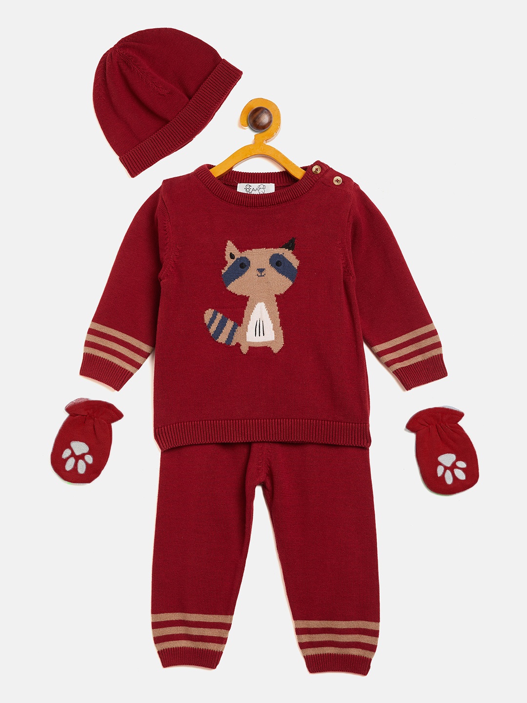 

JWAAQ Infants Self Design Pure Cotton Clothing Set, Maroon