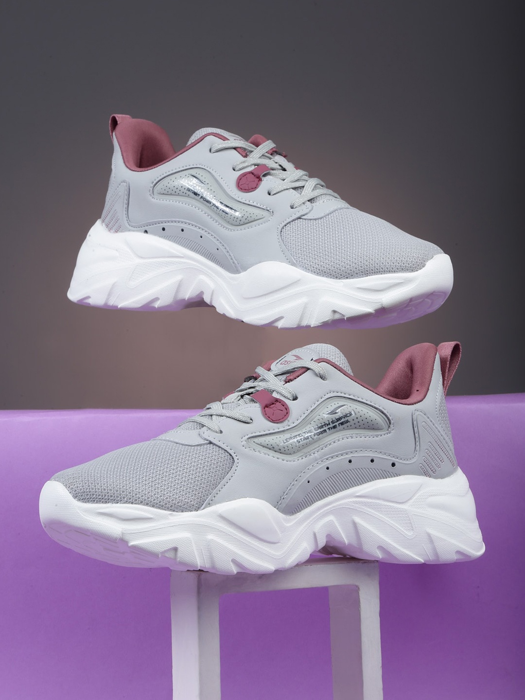 

ASIAN Women Blossom-06 Lace-Up Running Shoes, Grey