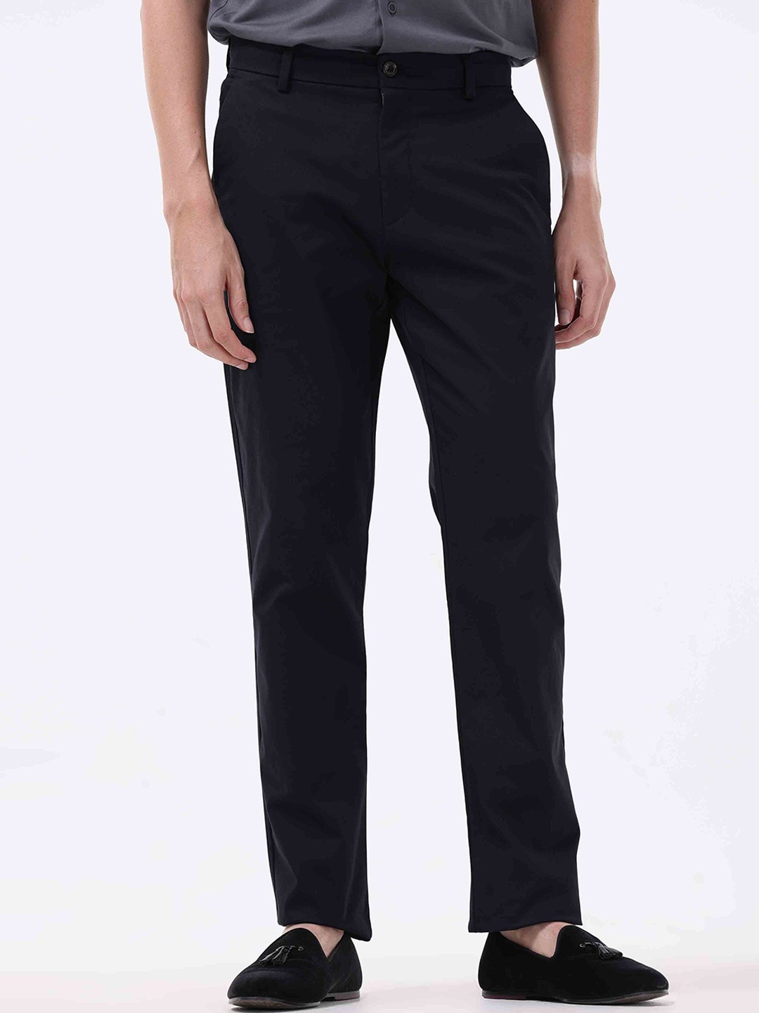 

Tailoraedge Men Tailored Slim Fit Cotton Chino Trousers, Black