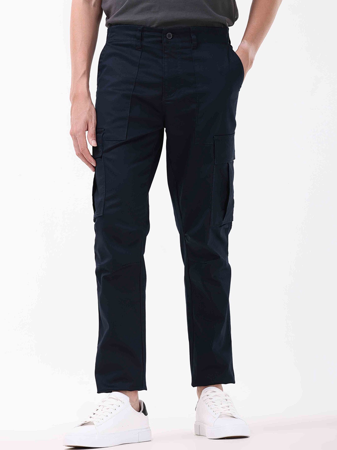 

Tailoraedge Men Tailored Straight Fit Cargos, Navy blue