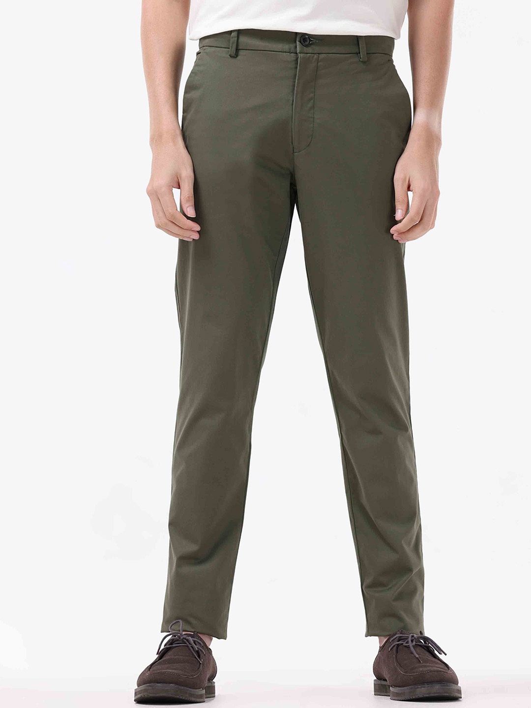 

Tailoraedge Men Tailored Slim Fit Chinos Trousers, Olive