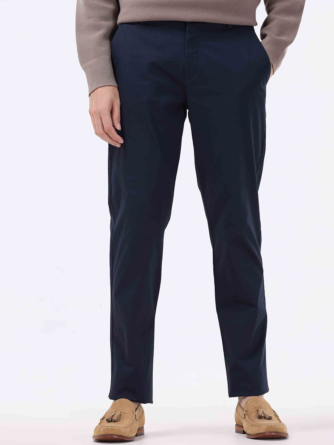 

Tailoraedge Men Tailored Slim Fit Cotton Chinos, Navy blue