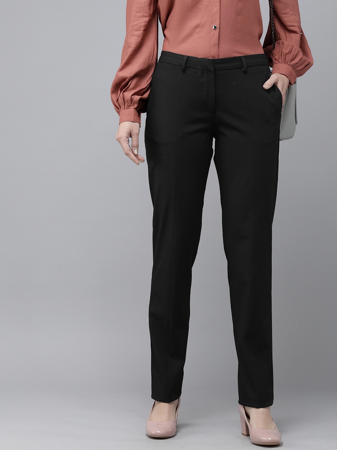 

Van Heusen Woman Mid-Rise Formal Trousers, Black