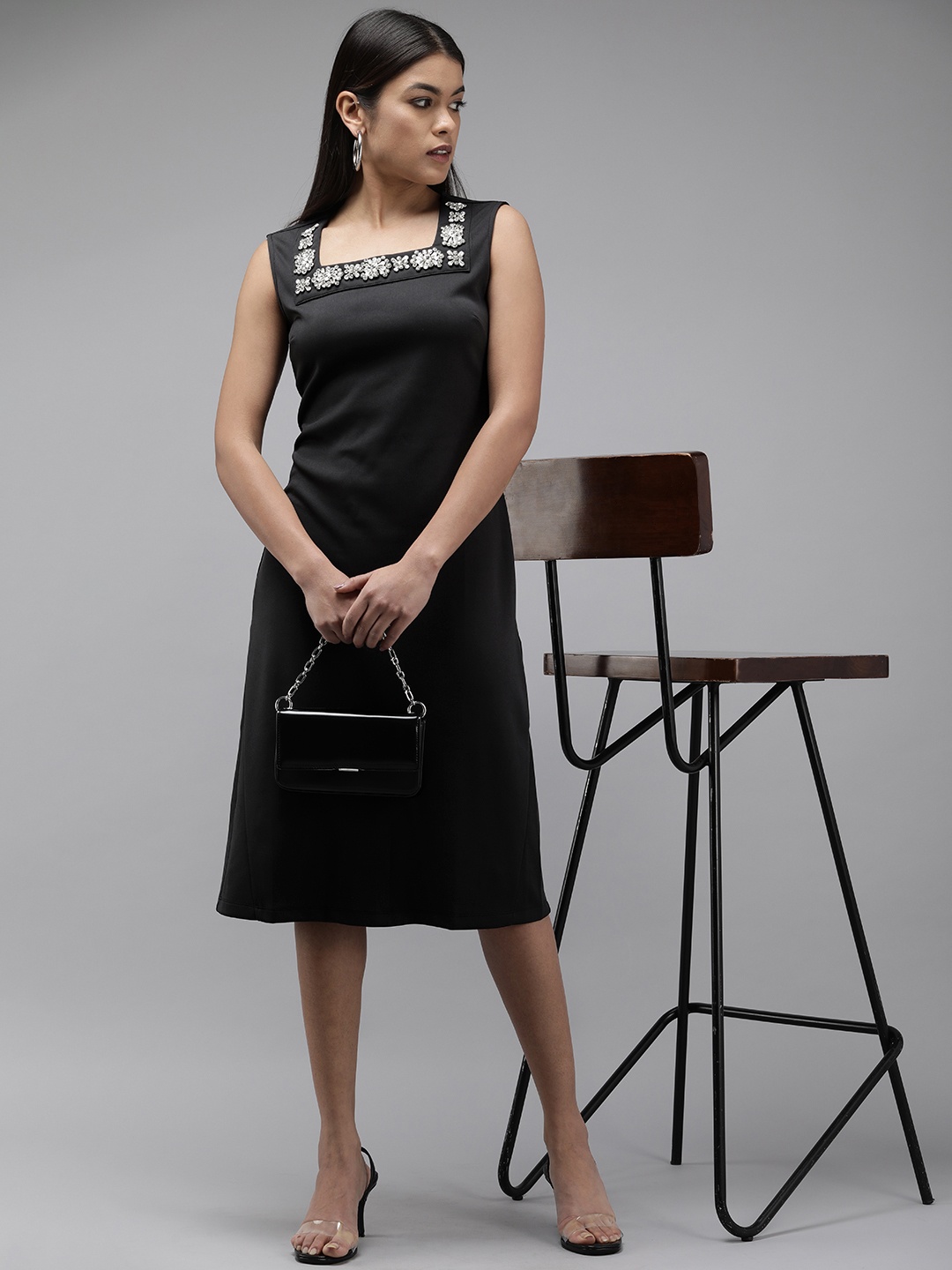 

Van Heusen Woman Embellished Sheath Party Dress, Black