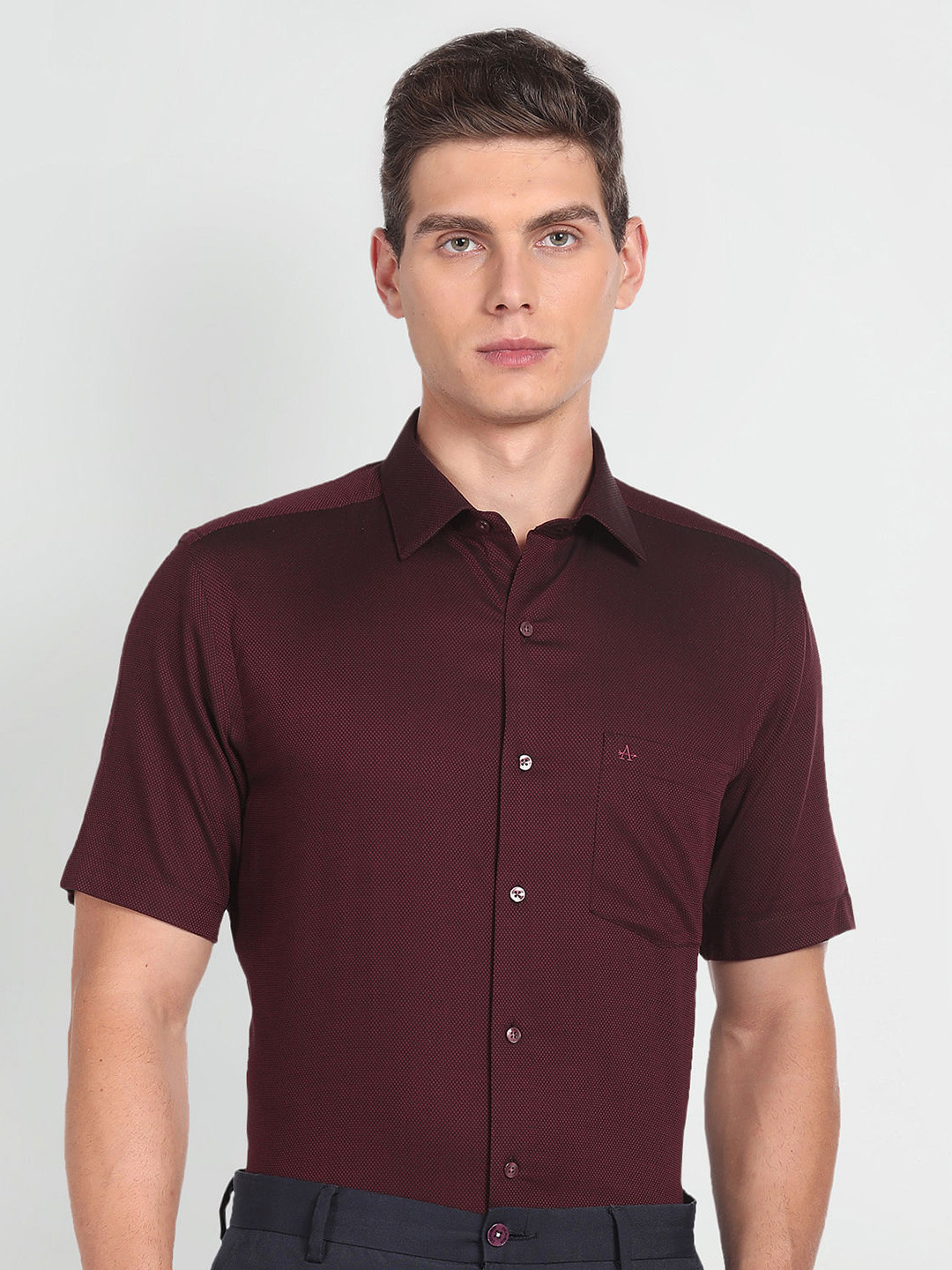 

Arrow Textured Pure Cotton Formal Shirt, Red