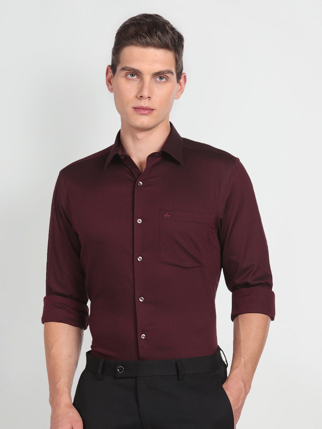 

Arrow Spread Collar Cotton Formal Shirt, Red