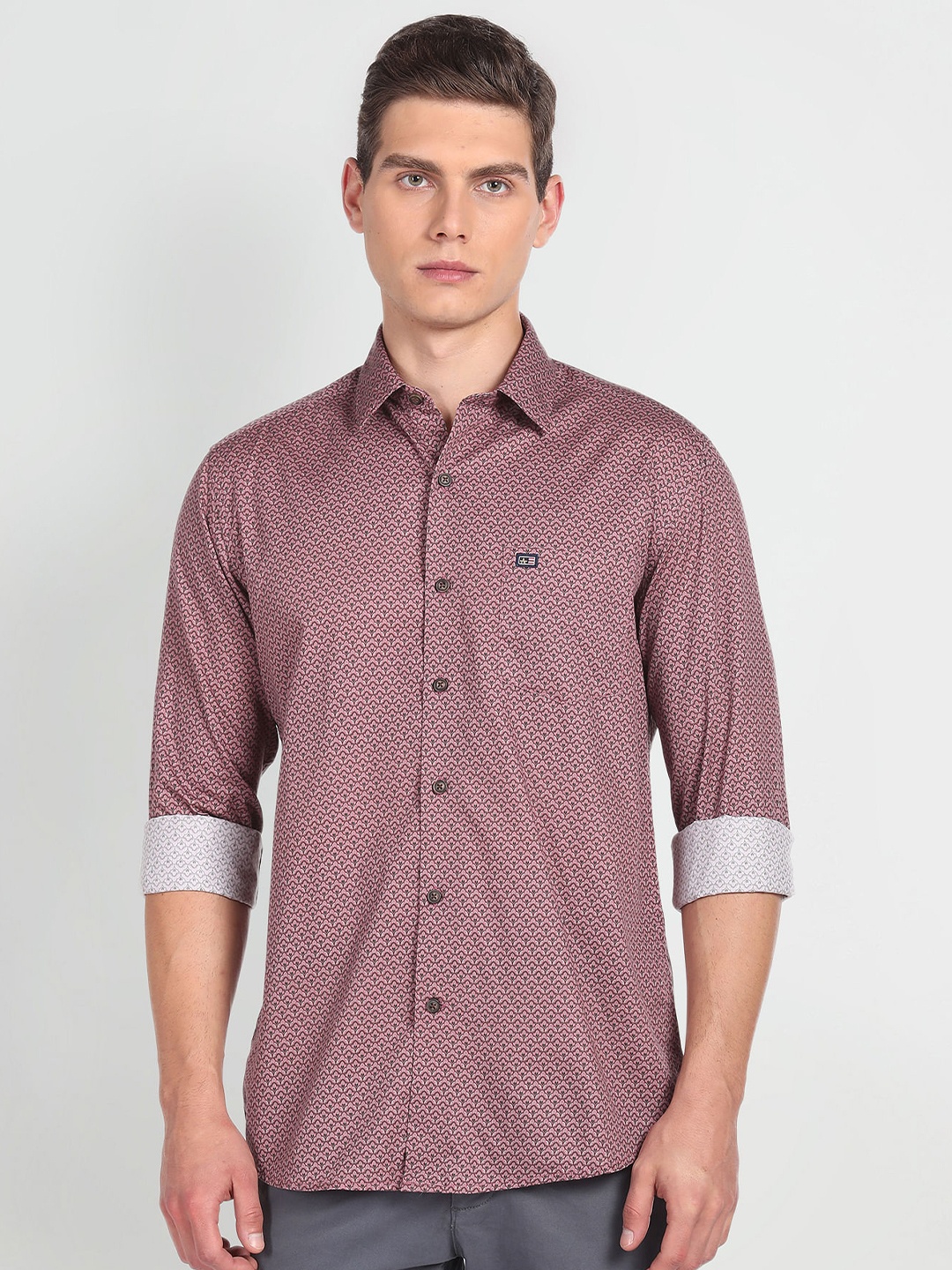 

Arrow Sport Slim Fit Micro Ditsy Printed Pure Cotton Casual Shirt, Red