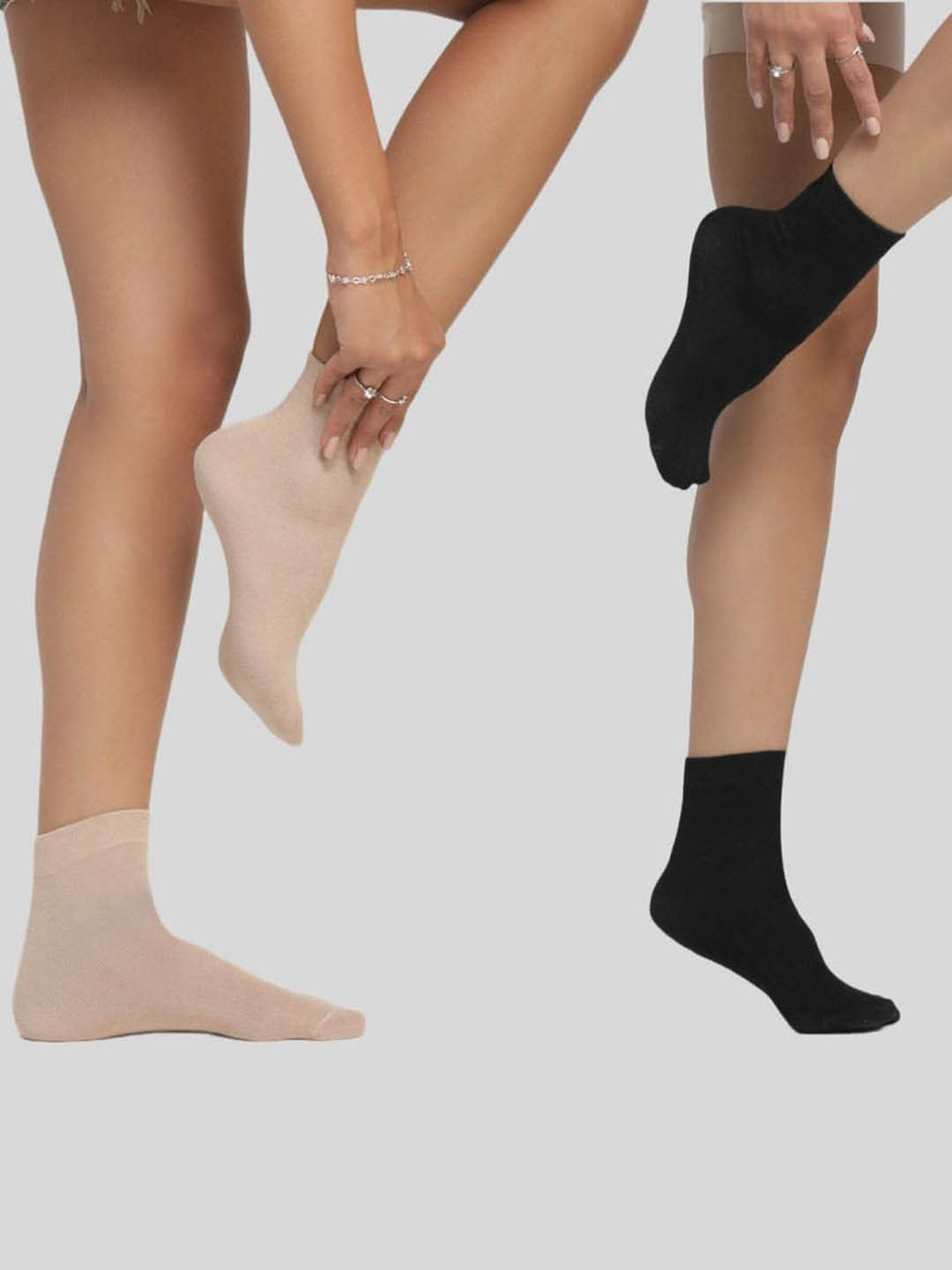 

N2S NEXT2SKIN Women Pack Of 3 Cotton Ankle Length Tube Socks, Black