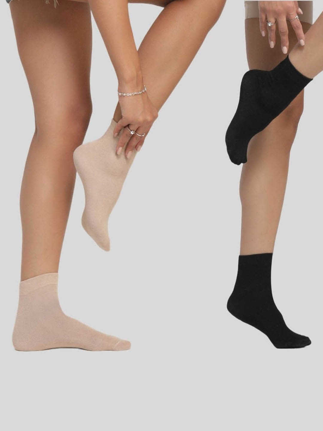 

N2S NEXT2SKIN Women Pack Of 3 Ankle Length Socks, Beige