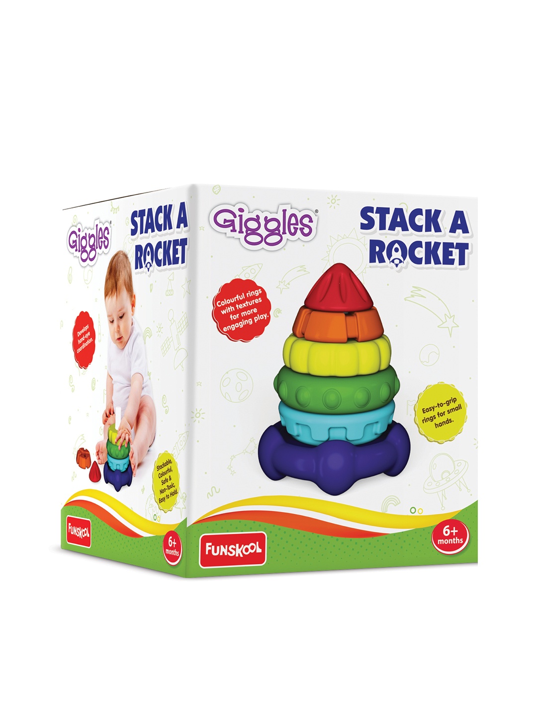 

Giggles Kids 6pcs Stack a Rocket Set For Age- 6+ Months, Multi