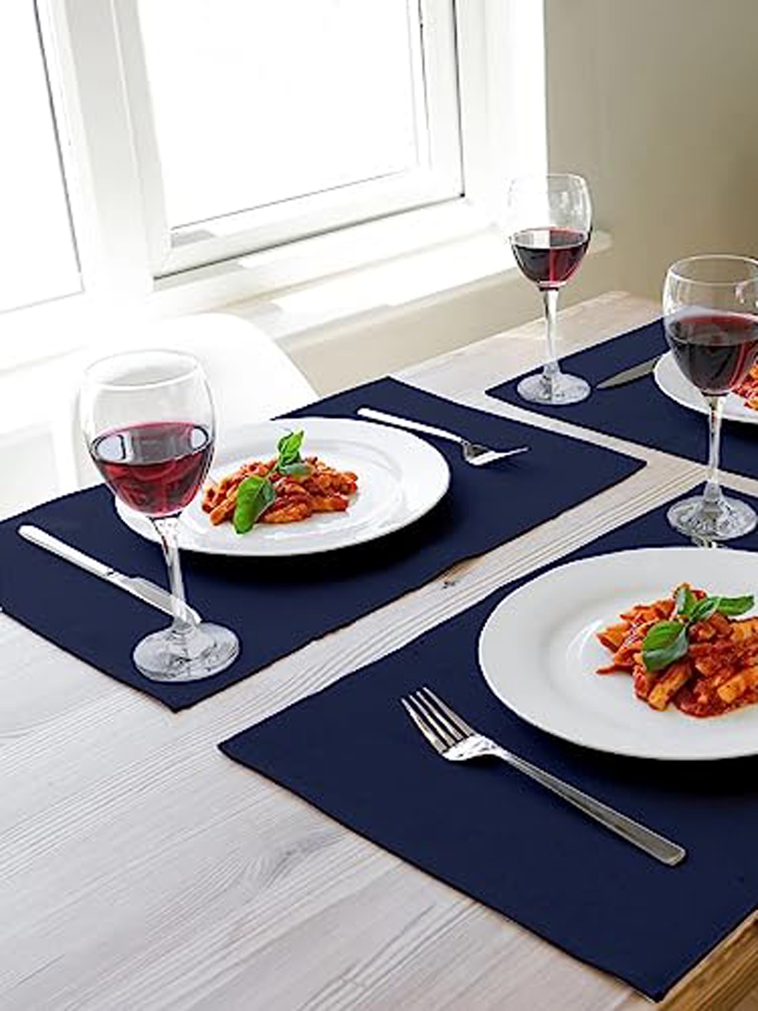 

Lushomes Navy Blue 4 Pieces Rectangular Table Placemats