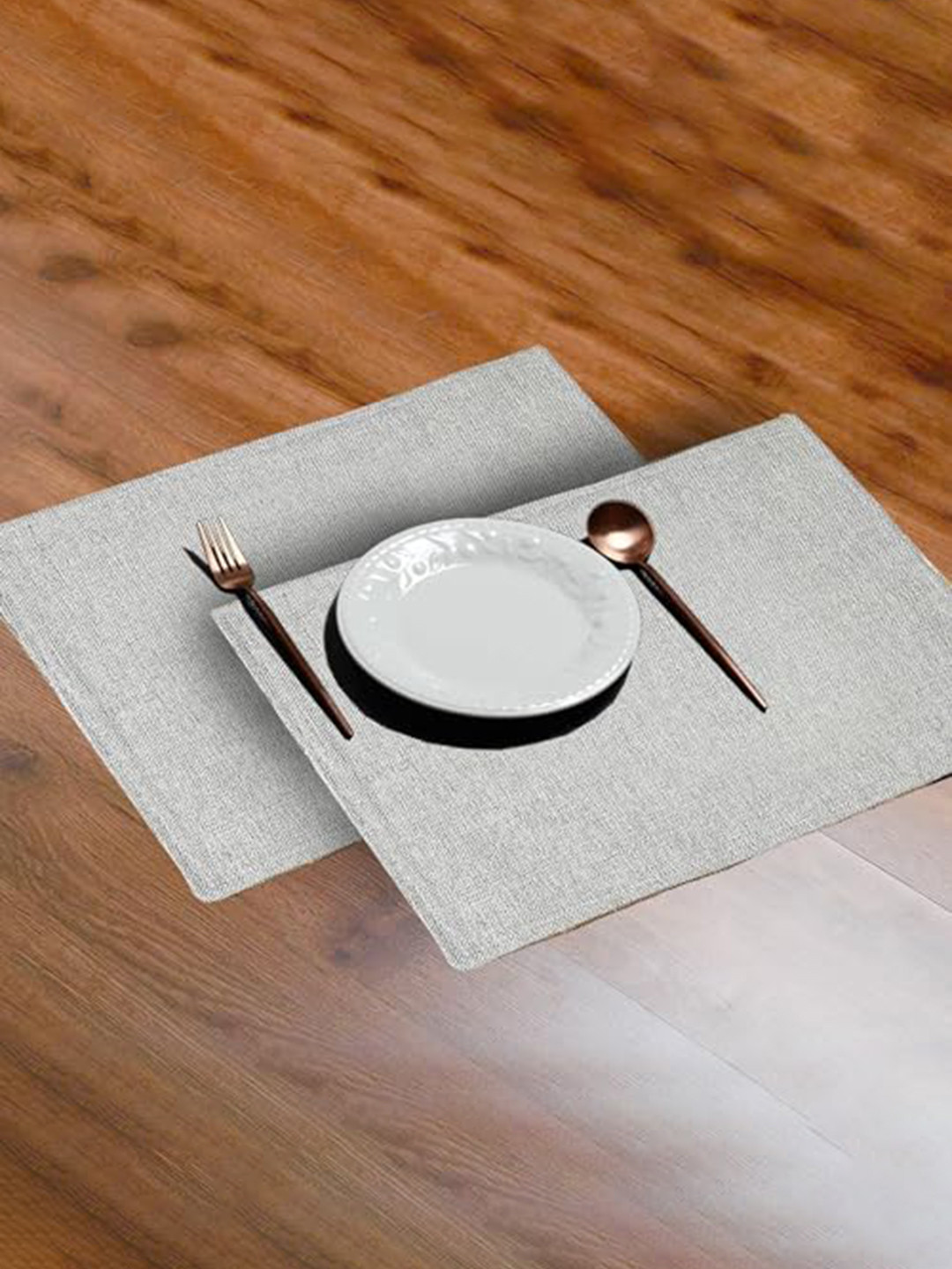 

Lushomes PGrey 6 Pieces Rectangular Table Placemats, Grey
