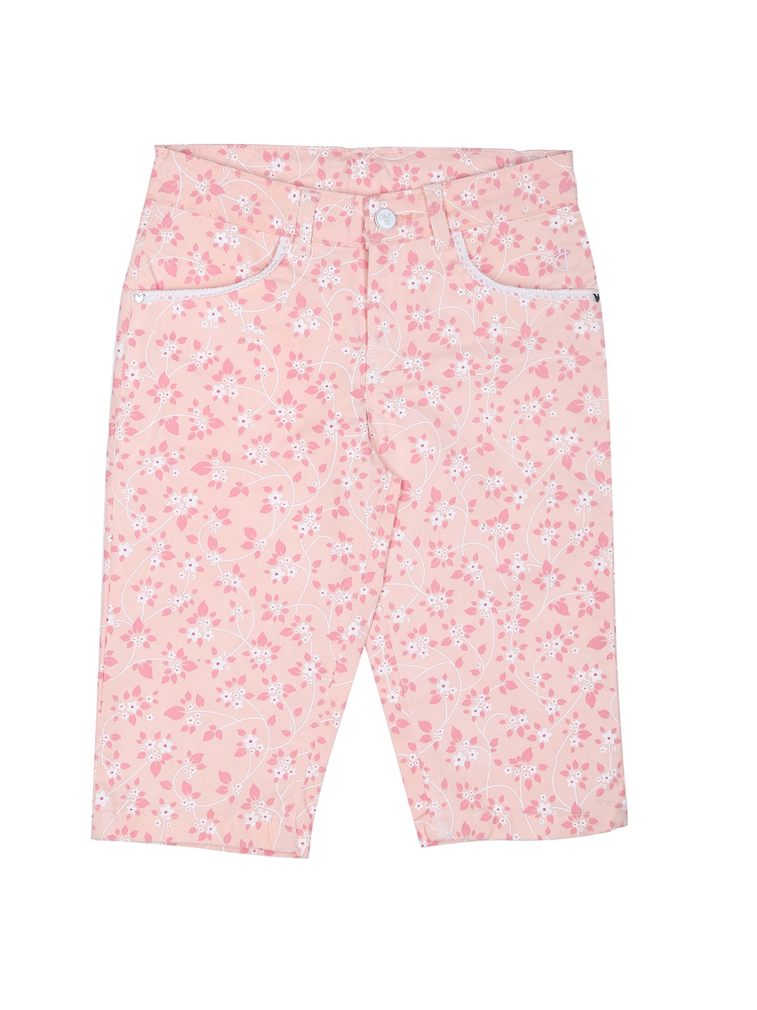 

Gini and Jony Infant Girls Printed Cotton Capris, Peach