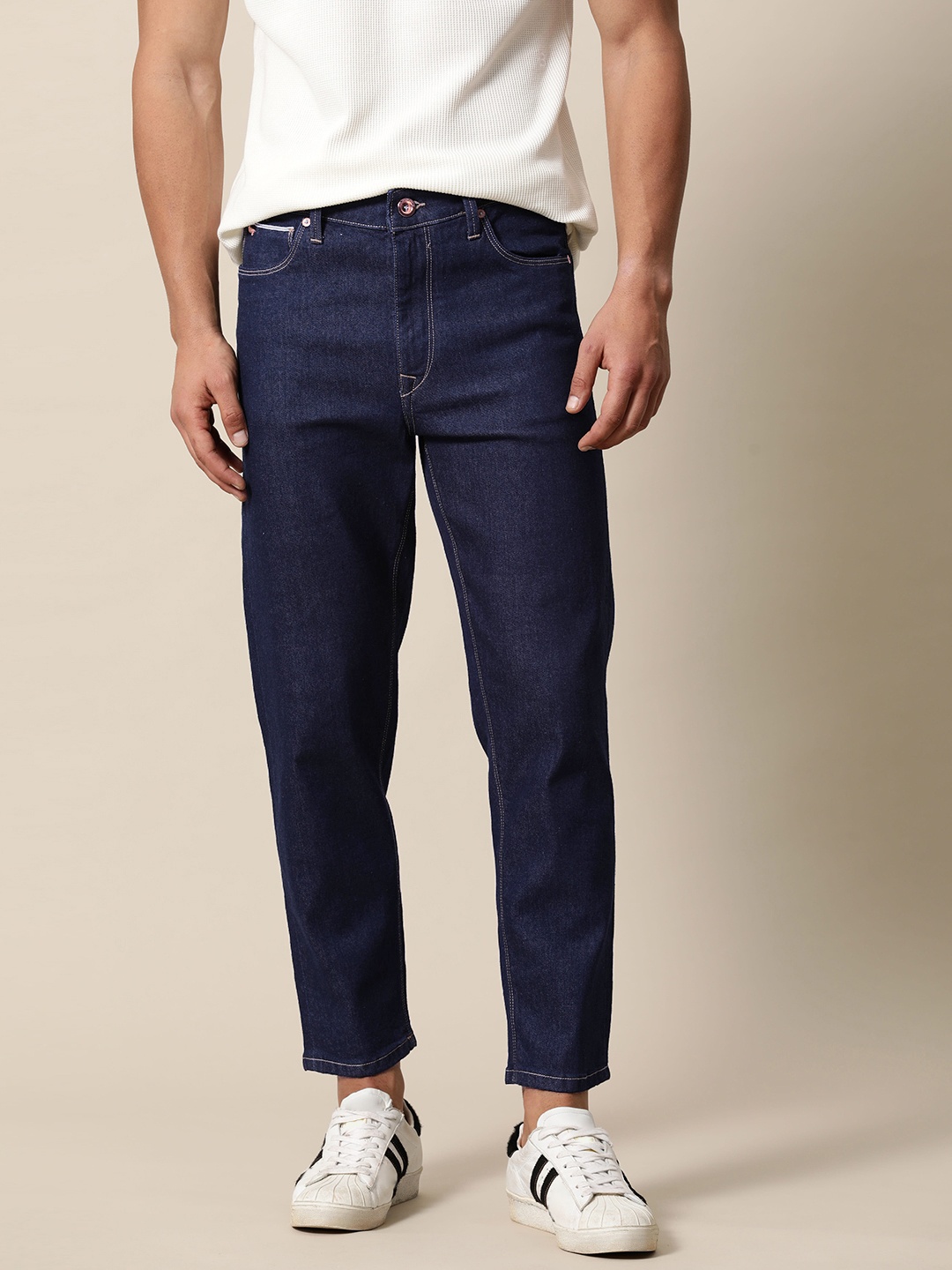 

Mr Bowerbird Men Tapered Cropped Fit Stretchable Jeans, Blue