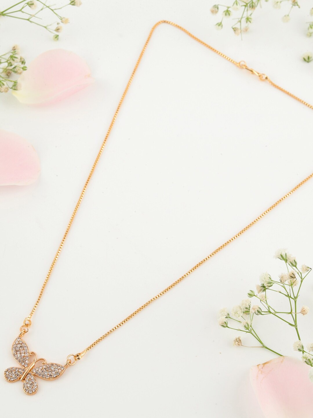 

Krelin Gold Plated American Diamond Studded Pendant With Chain