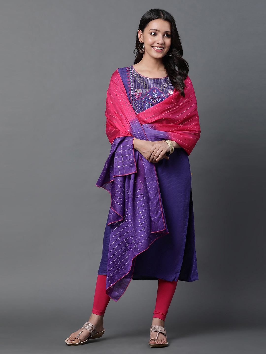 

AURELIA Sequin Embroidered Dupatta, Pink