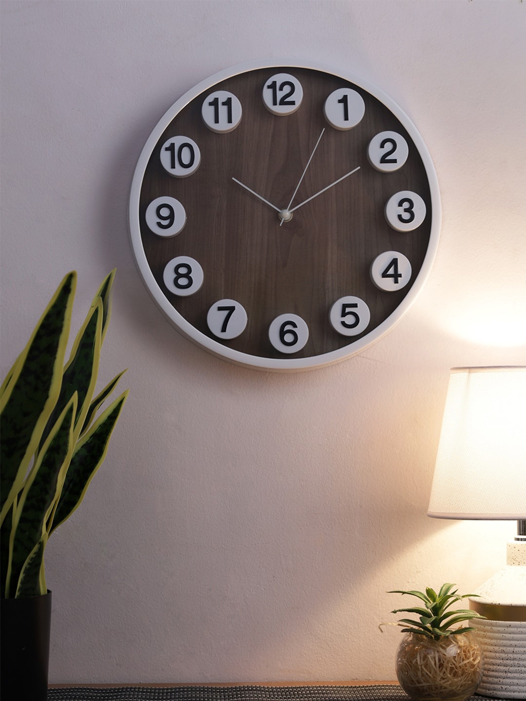 

House Of Accessories Brown & White Contemporary Wall Clock