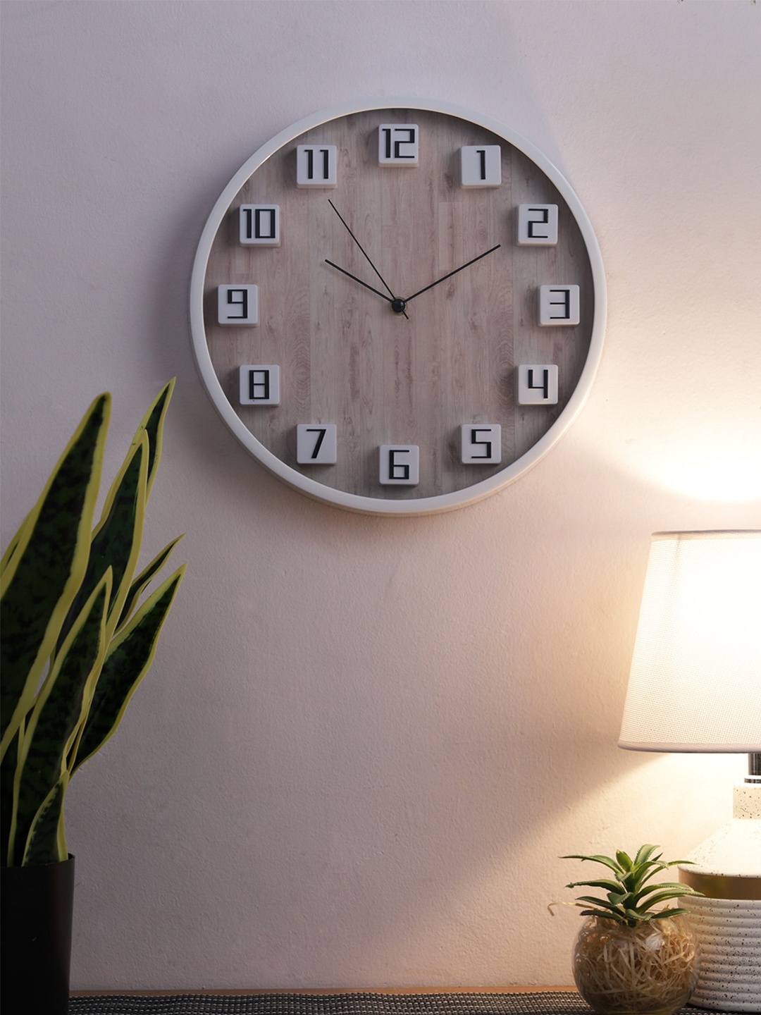 

House Of Accessories Brown & White Printed Contemporary Wall Clock