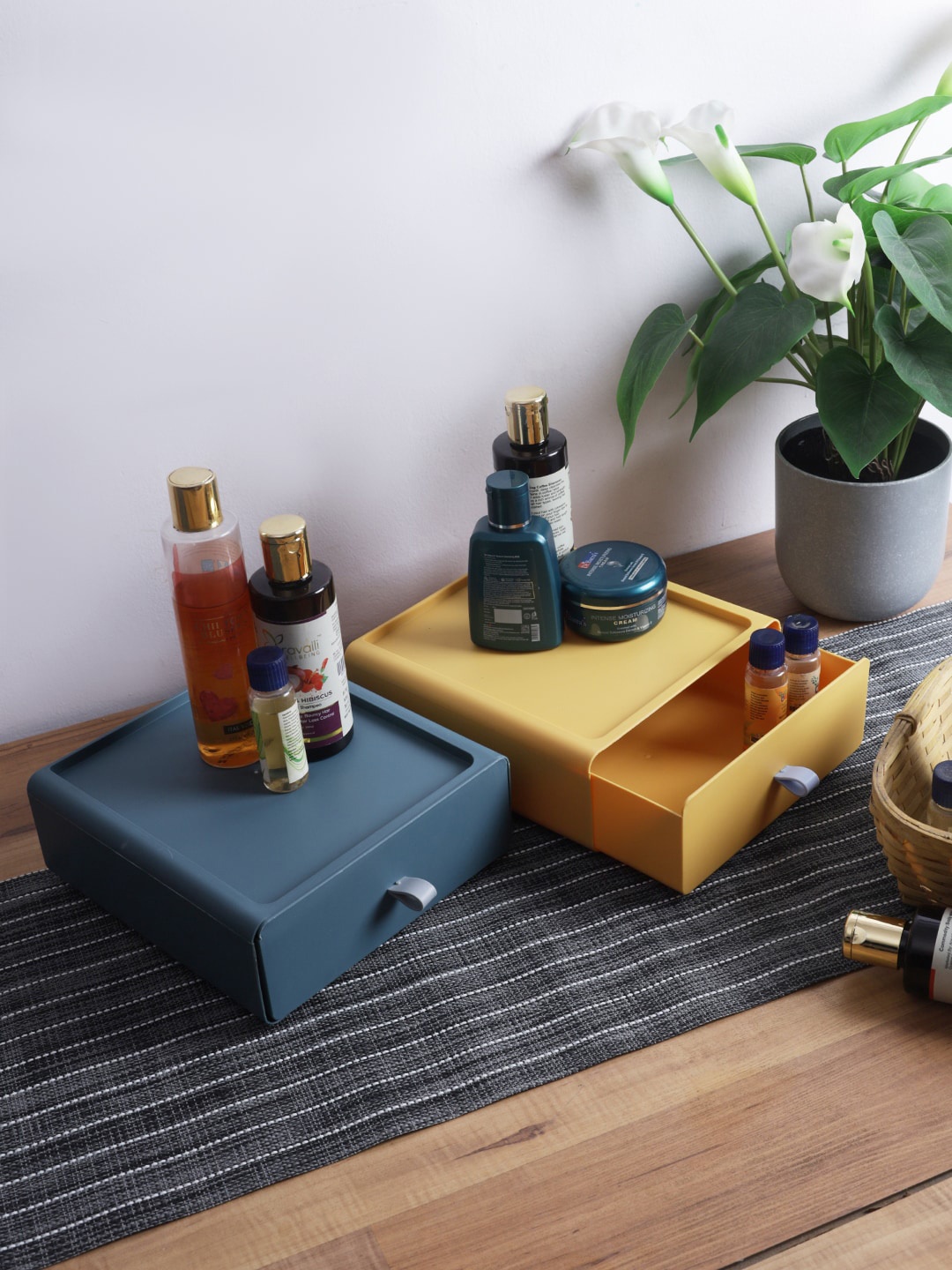 House Of Accessories Blue & Brown 2 Pieces Storage Organisers