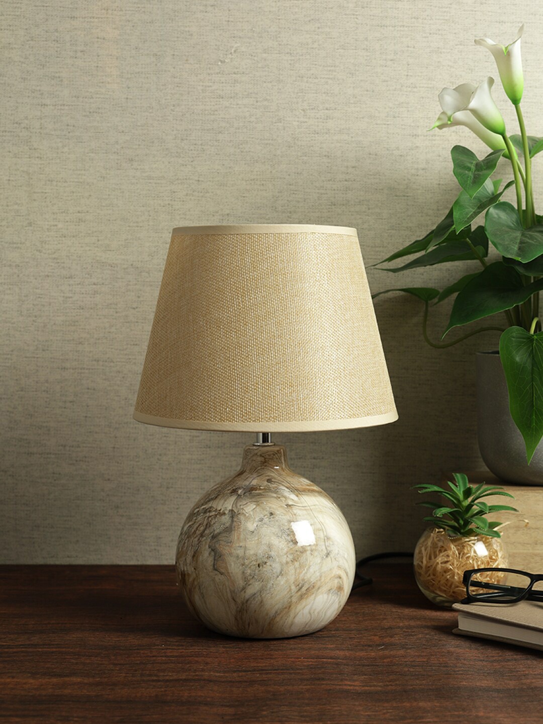 

House Of Accessories Khaki Textured Ceramic Table Lamp