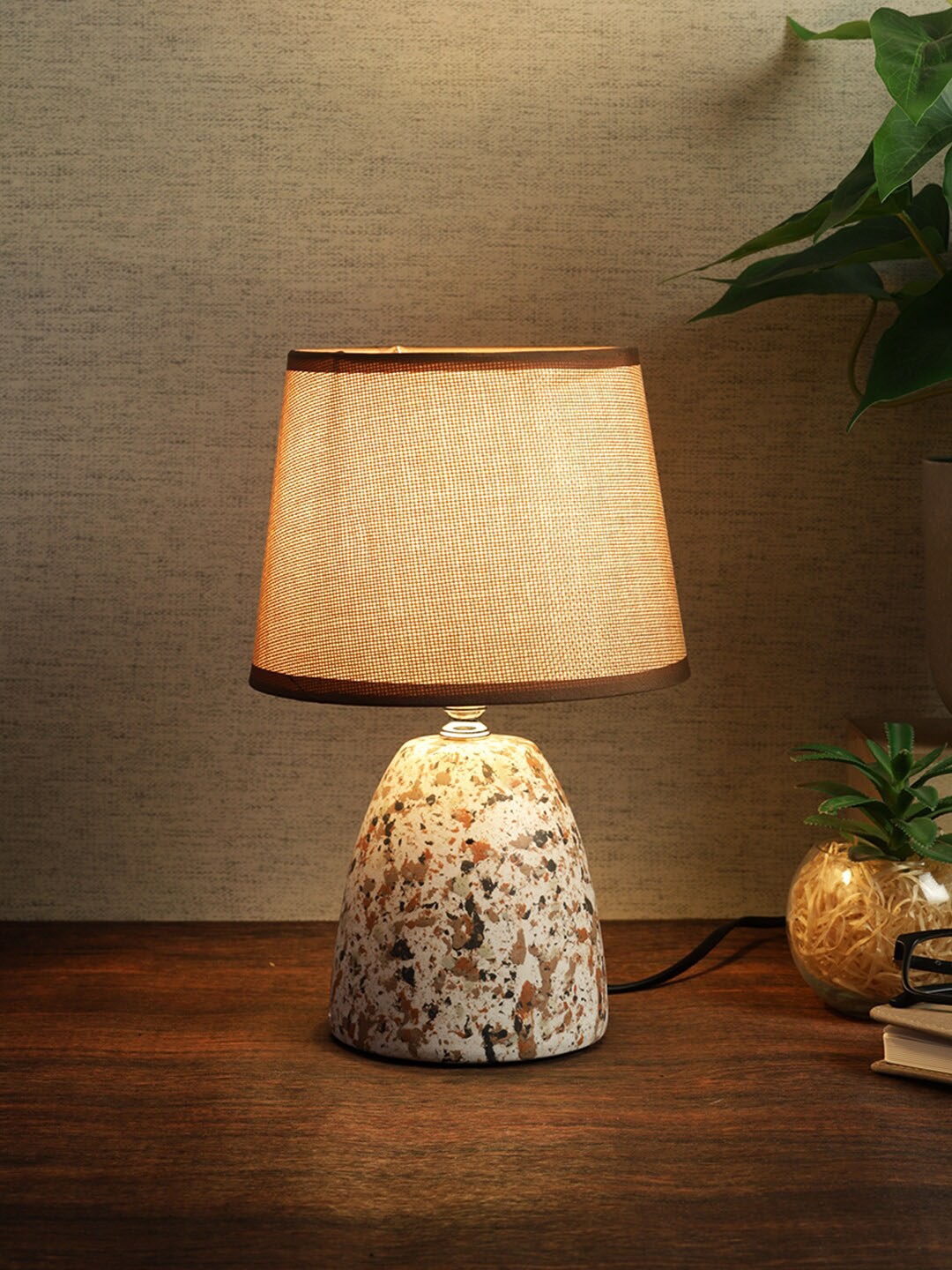 

House Of Accessories Brown Printed Ceramic Table Lamp