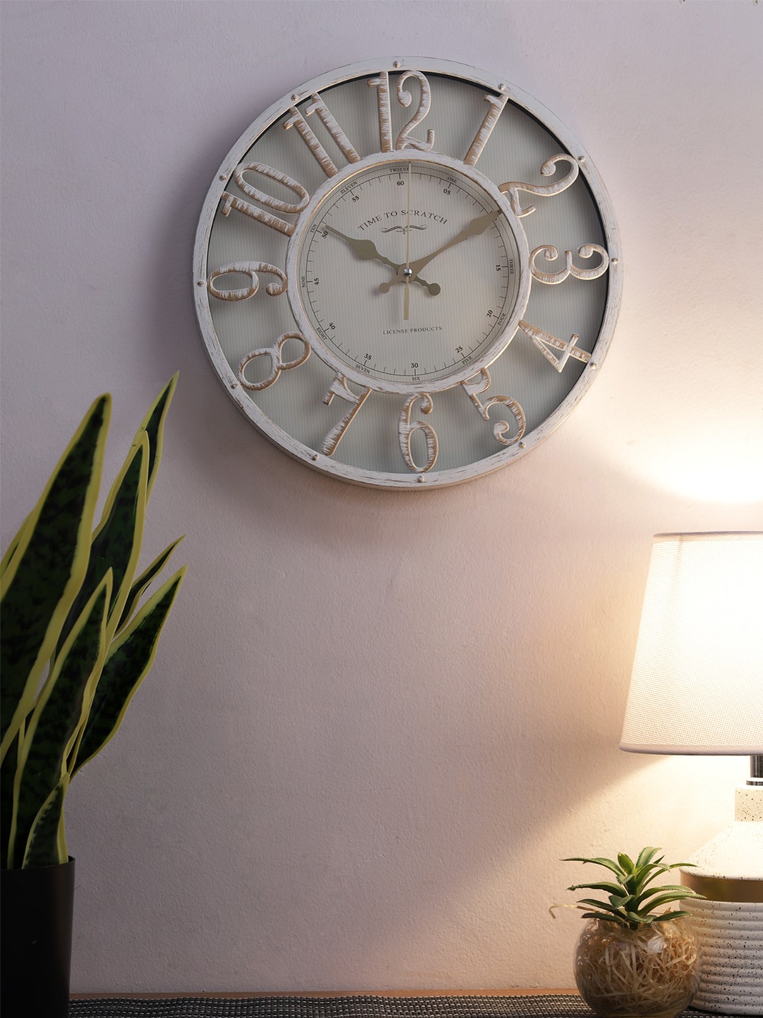

House Of Accessories White & Green Printed Contemporary Wall Clock