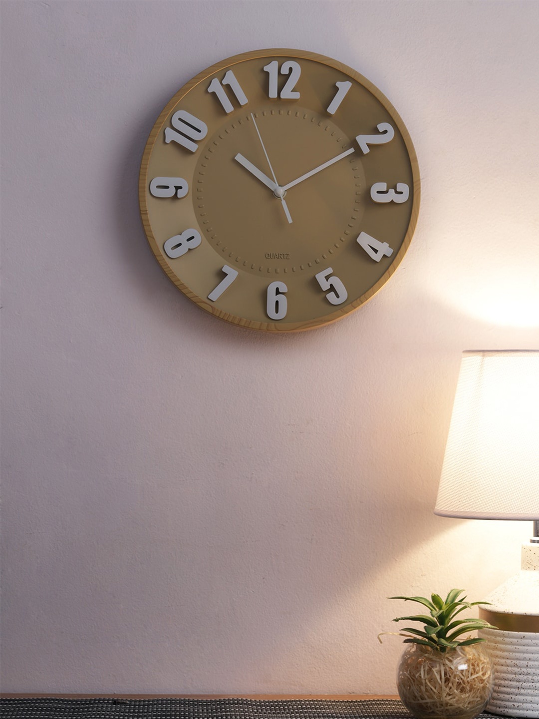 House Of Accessories Brown & White Contemporary Wall Clock