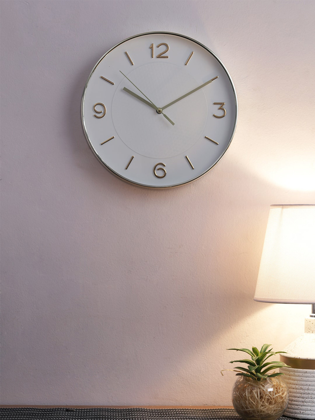 

House Of Accessories White Textured Contemporary Wall Clock