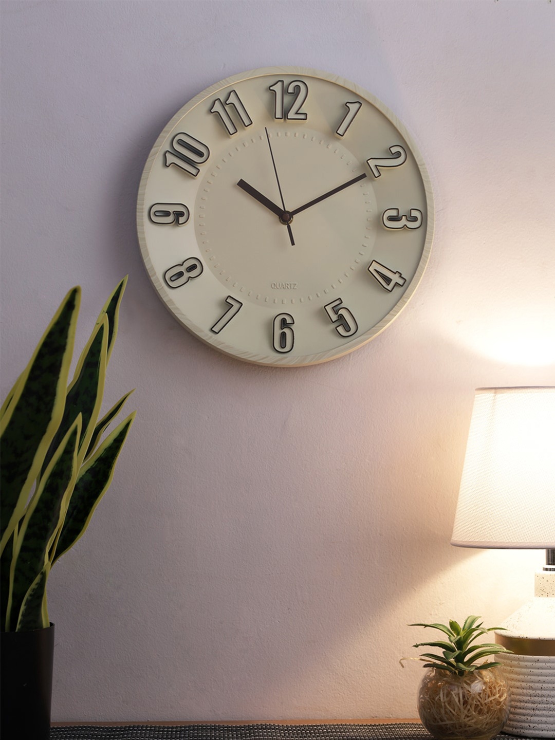 

House Of Accessories Cream-Coloured & Black Printed Contemporary Wall Clock