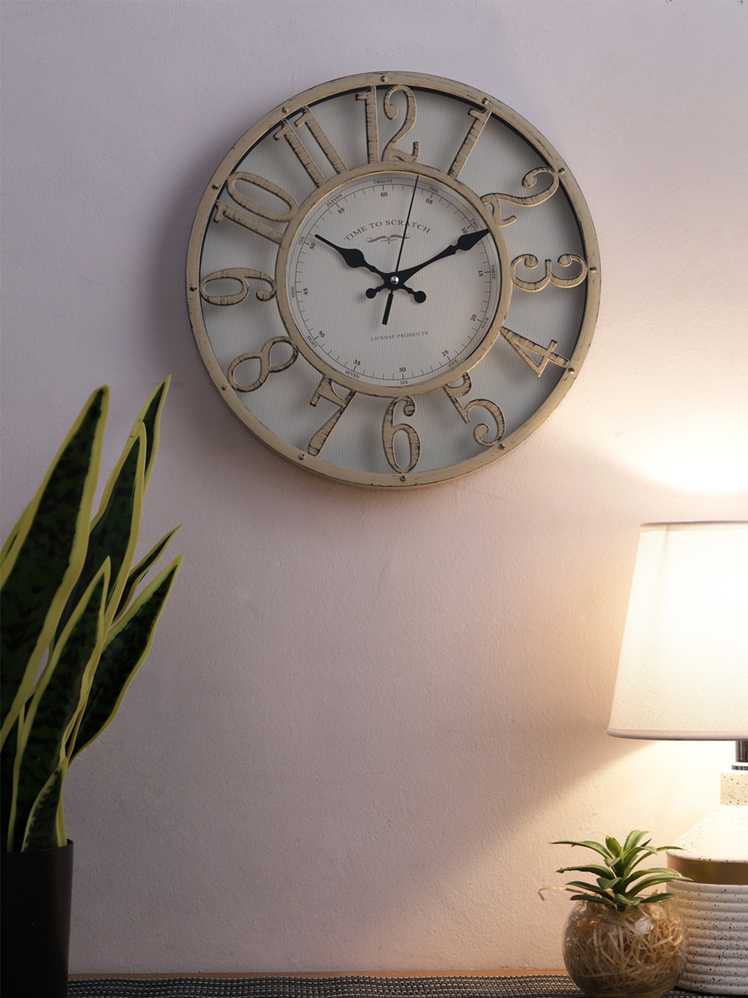 House Of Accessories Off White & Beige Textured Contemporary Wall Clock