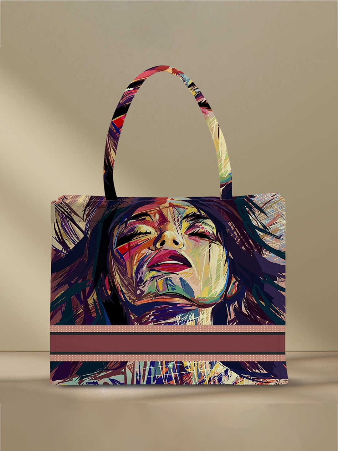 

Crazy Corner Graphic Printed Structured Handheld Bag, Black