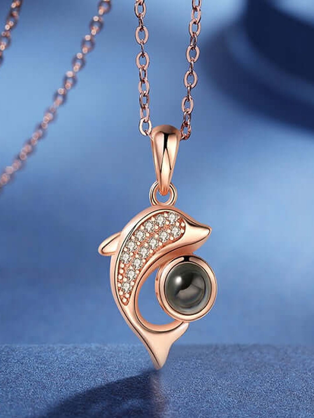 

VAGHBHATT Rose Gold Plated Artificial Stones and Beads Studded Pendant With Chain