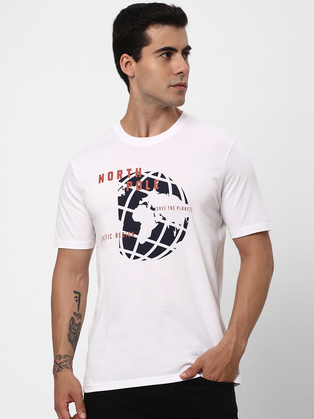 R&B Graphic Printed Cotton T-shirt, White