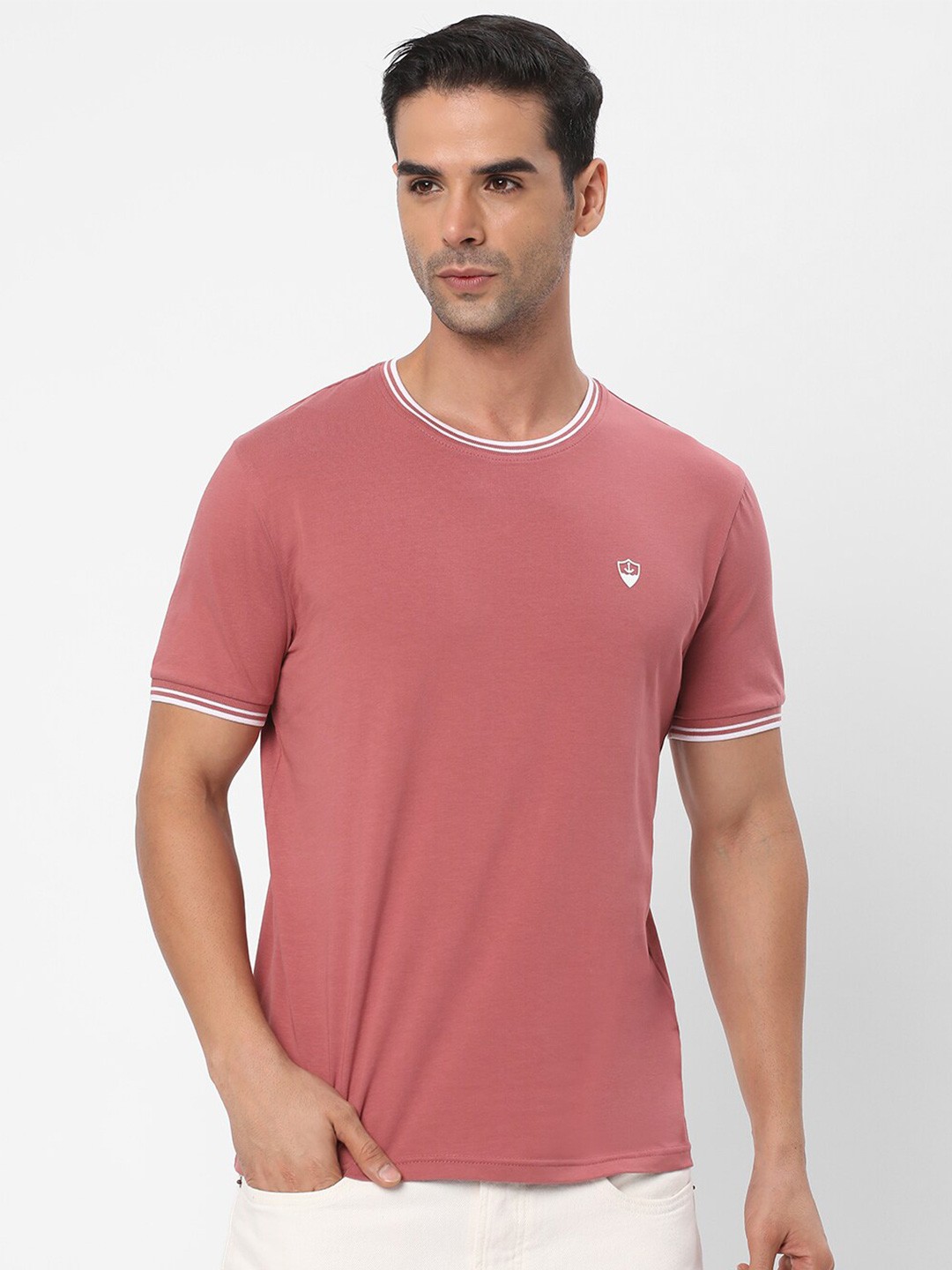 

R&B Round Neck Cotton T-shirt, Pink